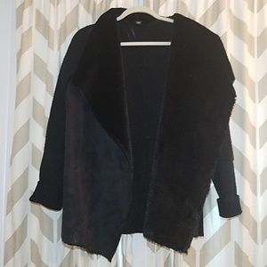 Faux Suede and Sherpa Knit Jacket